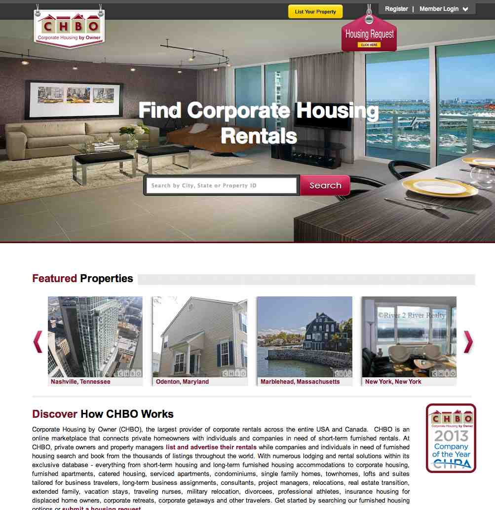 Corporate Housing by Owner Website