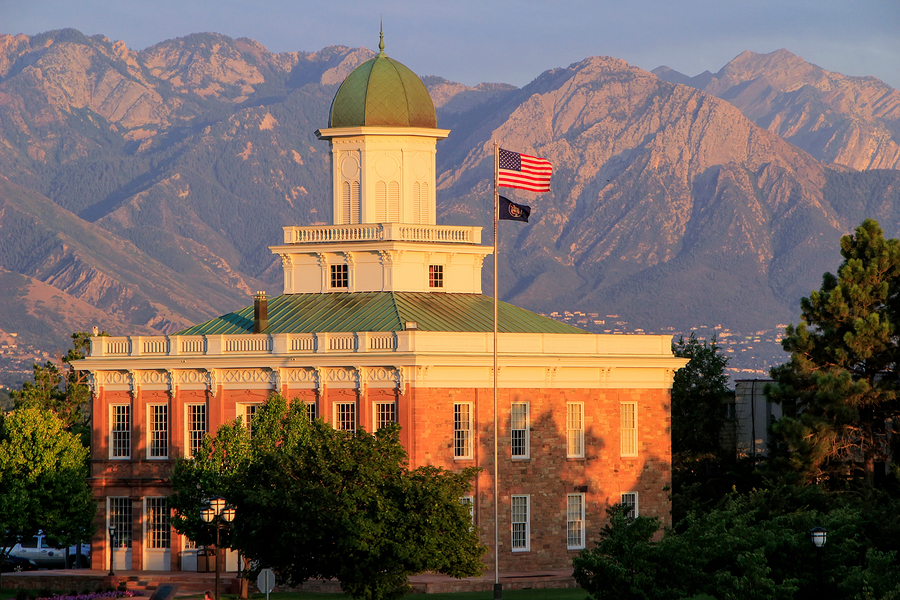 Salt Lake City Counsil Hall With Warm Evening Light, Utah