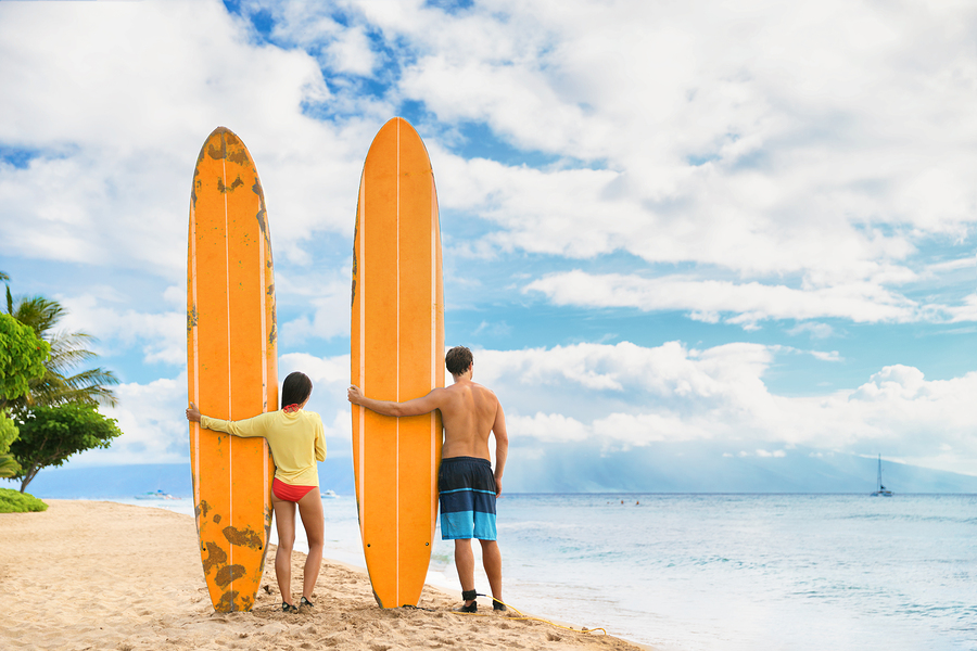 Beach surfers at Hawaii