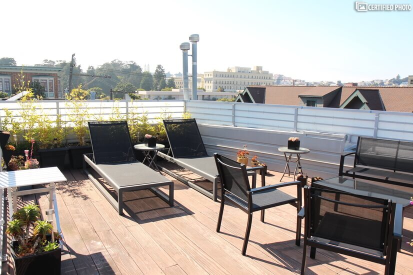 Large private sunny roof deck