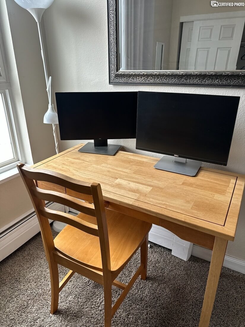 Newly added desk with 2 monitors