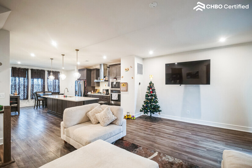 2nd floor (office space hidden next to curtains)