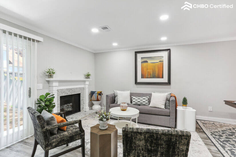 View of family room showing fireplace