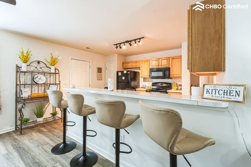 Comfy barstools and Gathering area