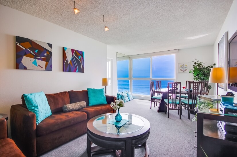 Living Room with queen pull-out couch