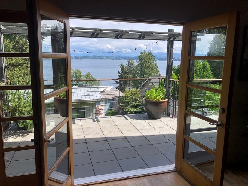 Doors to main terrace at dining and living