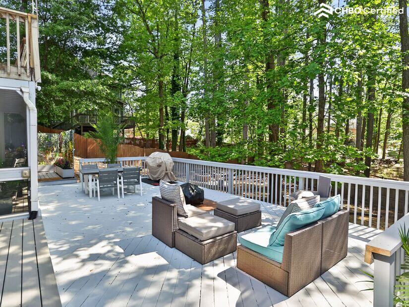 Open deck lounging and game area.