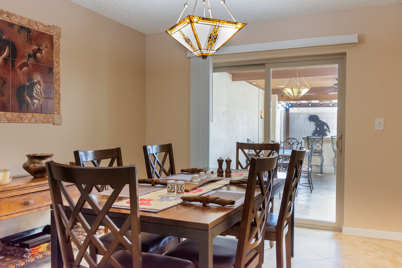 Dining room opens to patio