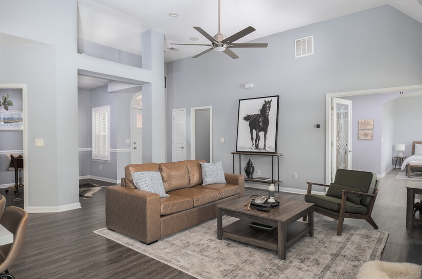 Inviting family room with fireplace