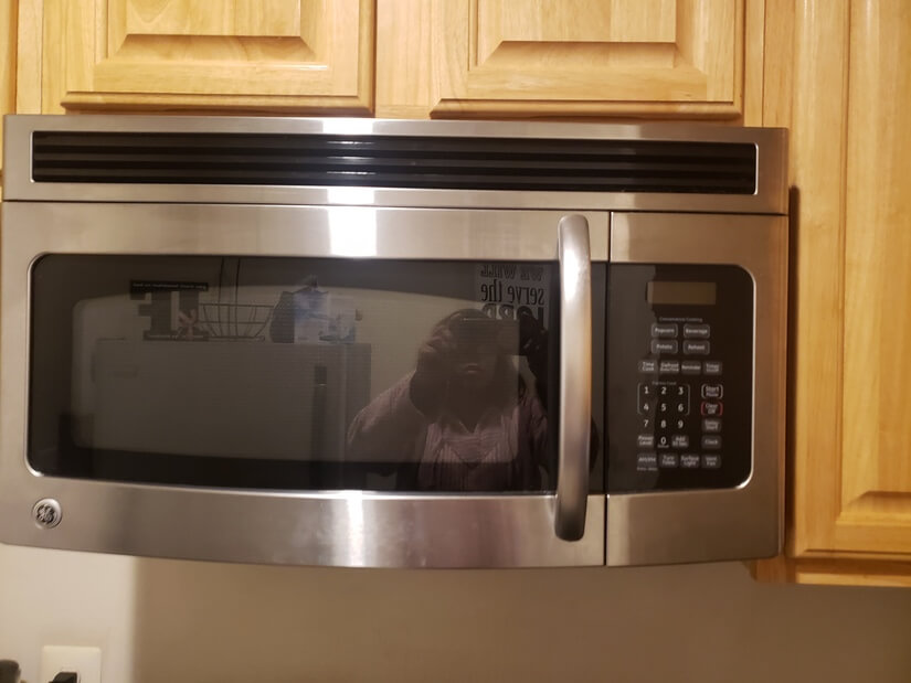 Basement kitchen microwave