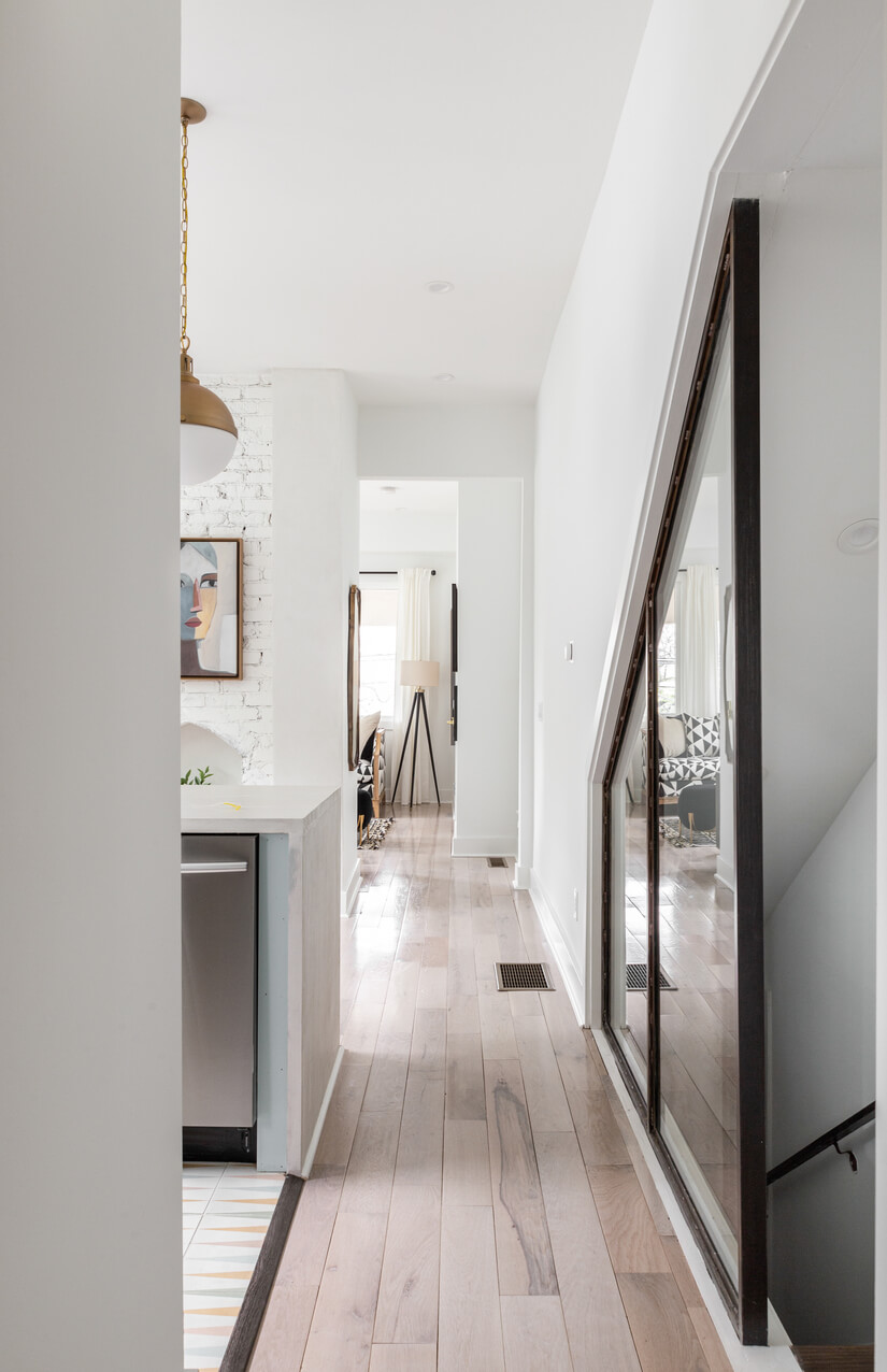 Entry hallway with sleek modern gallery feel
