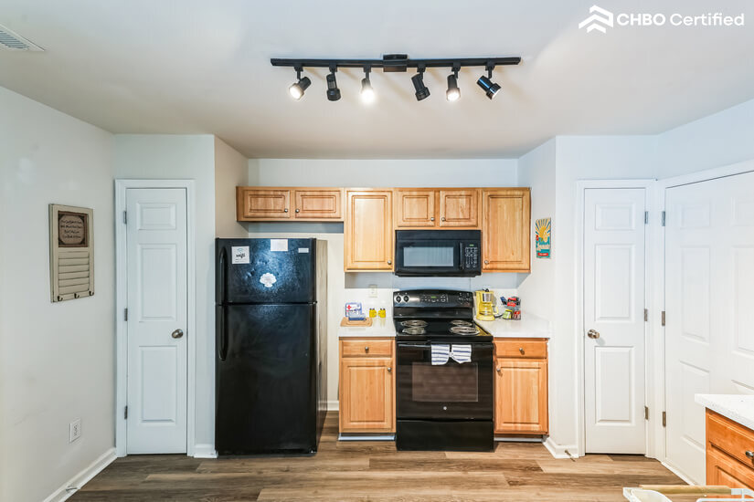 Fridge , stove, microwave and dishwasher.