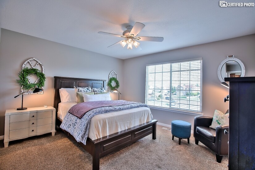 Master Bedroom with queen bed and smart TV