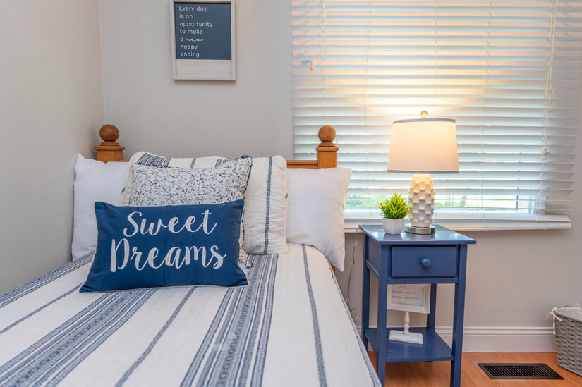 Bedroom 3 offers a twin bed and trundle.