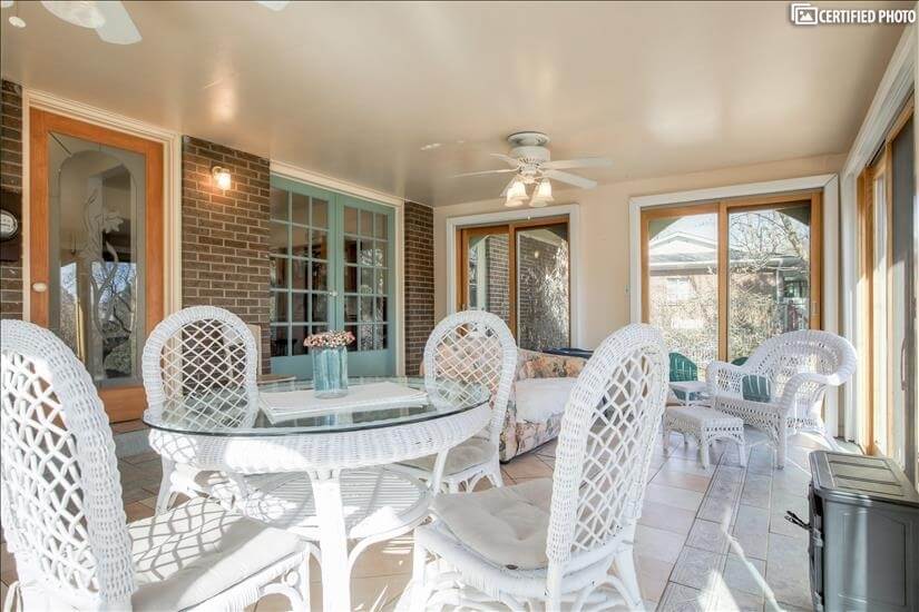 Sun room- French doors connecting to dining r