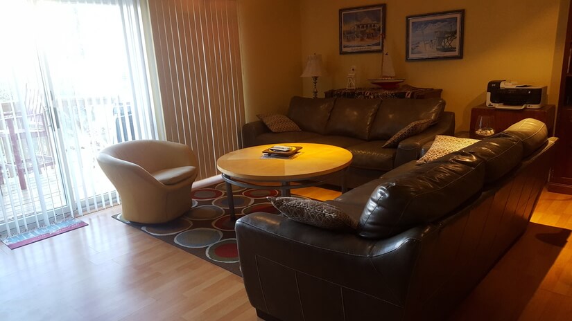 Living Room looking out on Pond