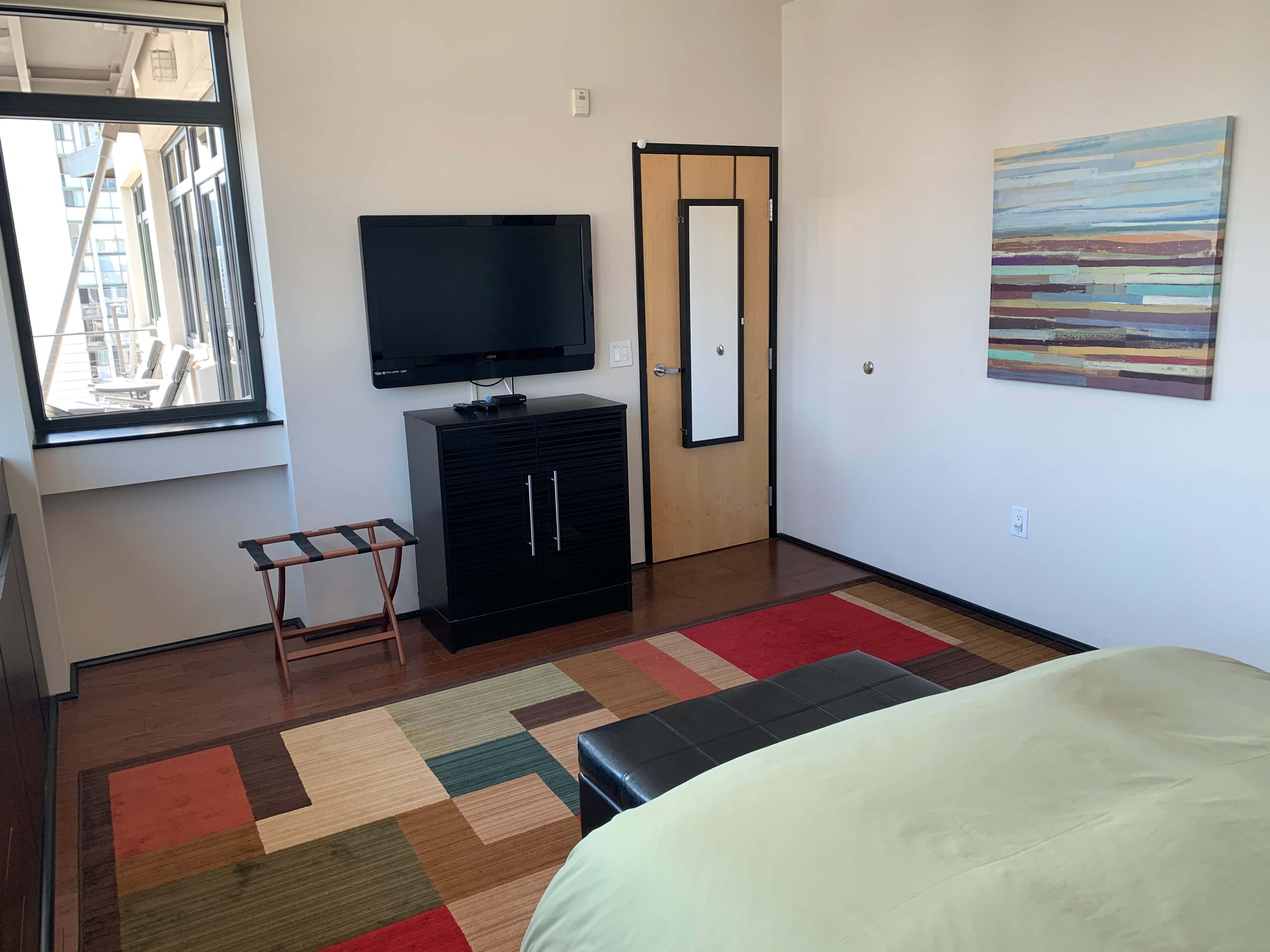 Master Bedroom TV and Door Mirror