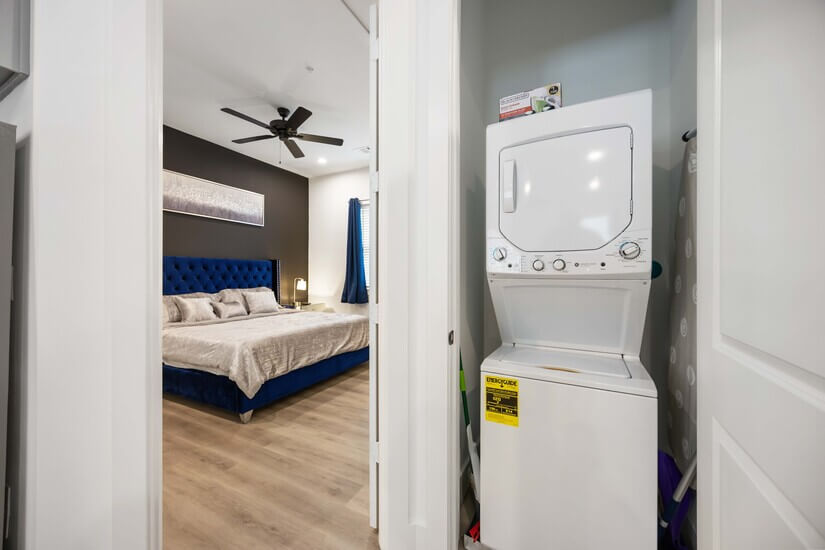 Stacked in-unit washer and dryer