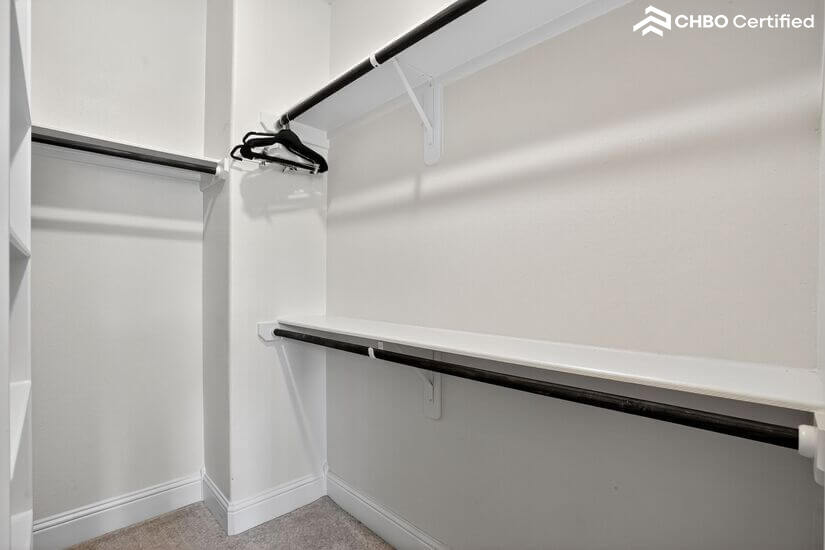 Spacious walk-in closet storage