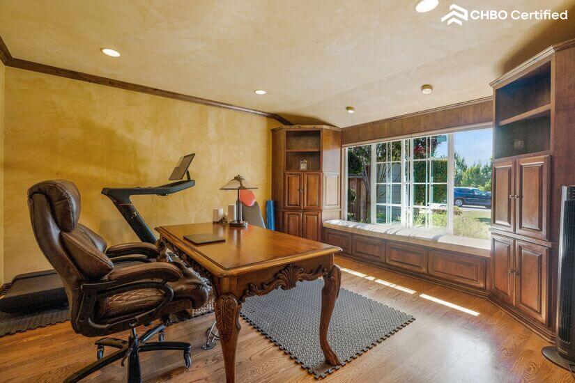 Inside office with treadmill