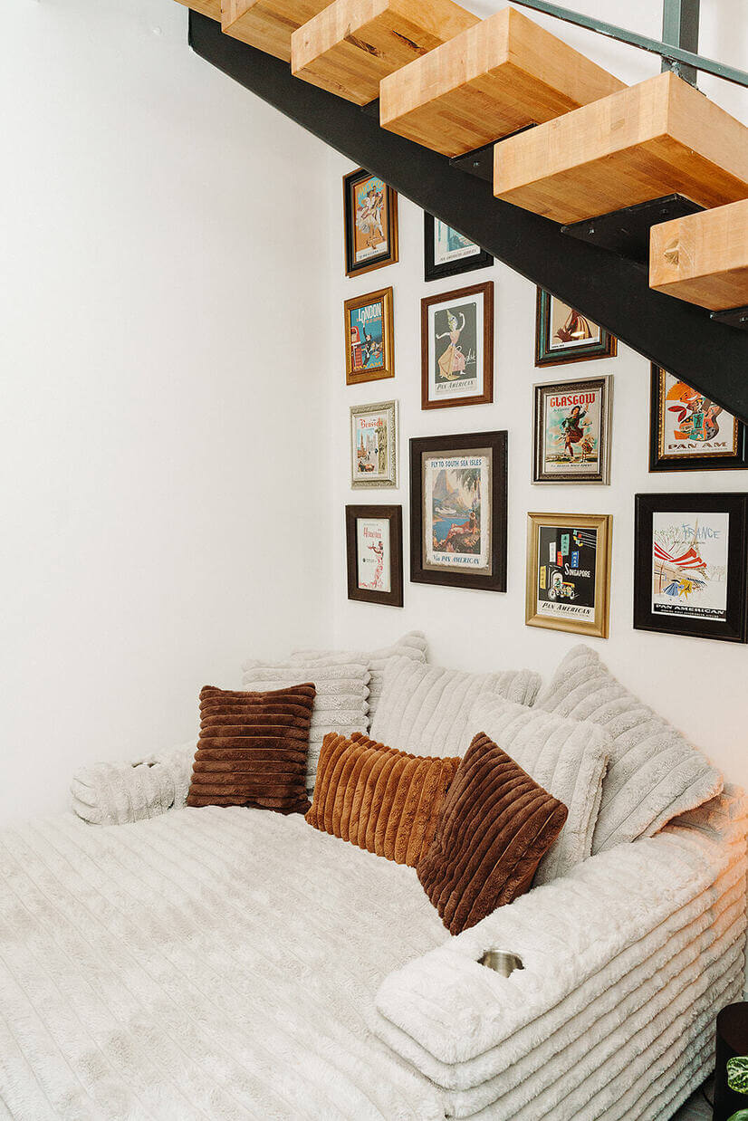 Lounge/reading nook under the stairs