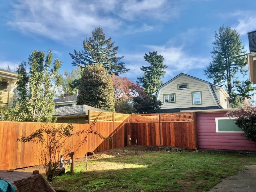 Fully fenced backyard, receives sunshine all