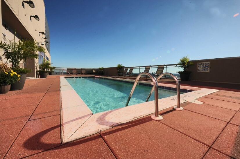 Roof top pool adjacent to the gym