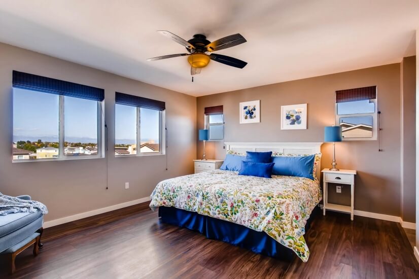 Master Bedroom with vast mountain views, king