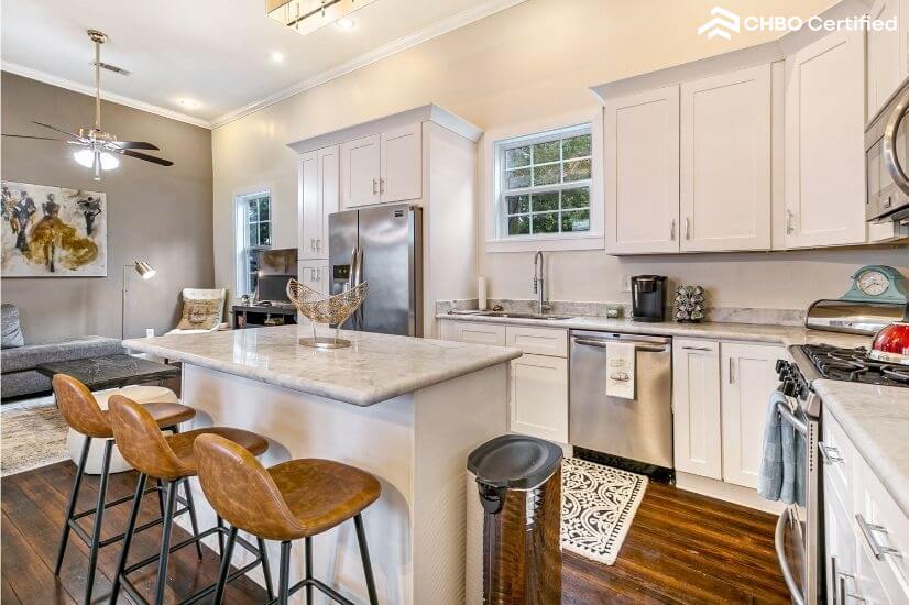 Open kitchen and living room area