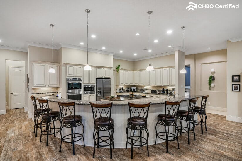 Casual bar seating with modern stools