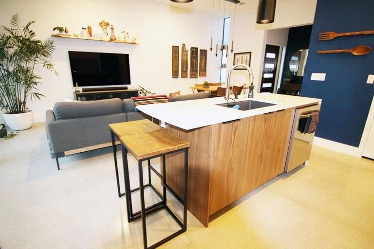 Kitchen and living area.