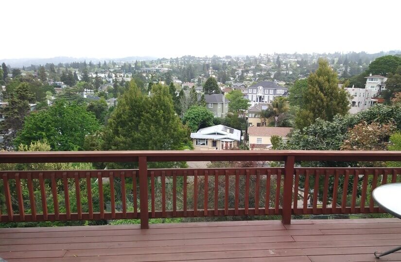 10 stairs down to deck with view of Piedmont Hills