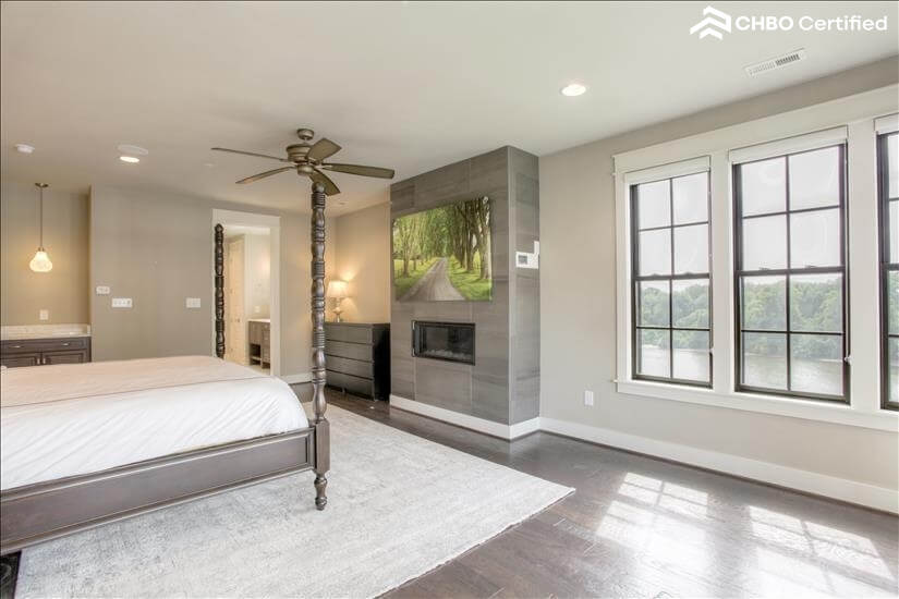 Master bedroom with gas fireplace