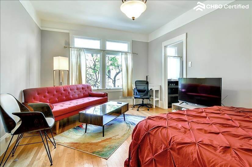 The main room has large windows with good light.