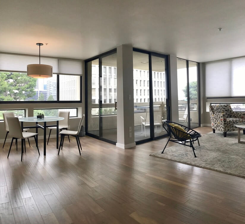 Spacious open floor plan with bright natural lighting