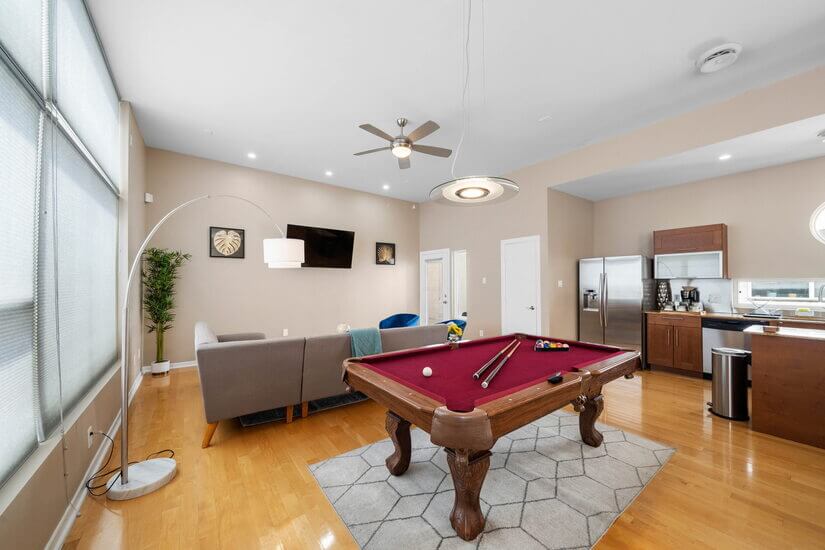 Full-size pool table included!
