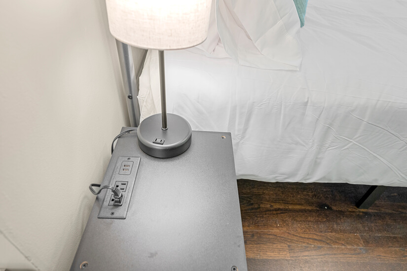 Bedside lamp, great for reading before sleeping.