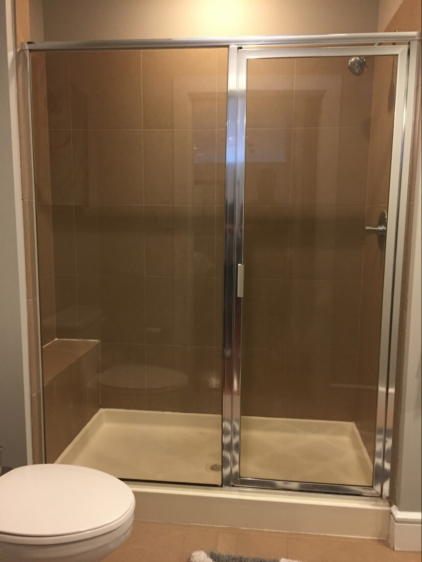 Large stall shower with bench