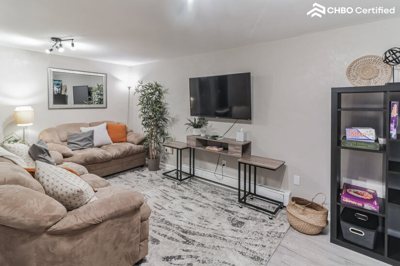 Basement Living Room with Smart TV