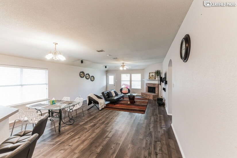 Side view of living room and dinning room