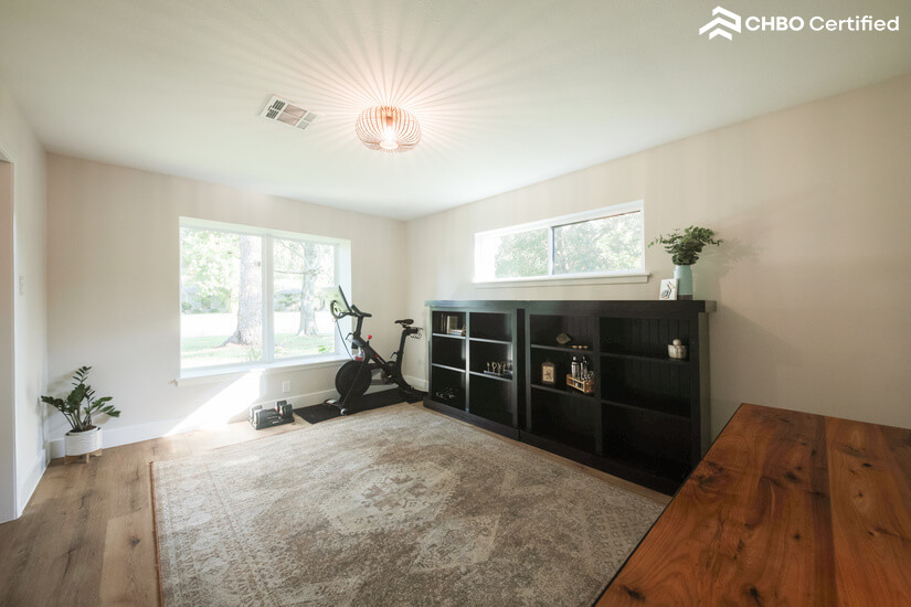 Stay active with a convenient in home gym area