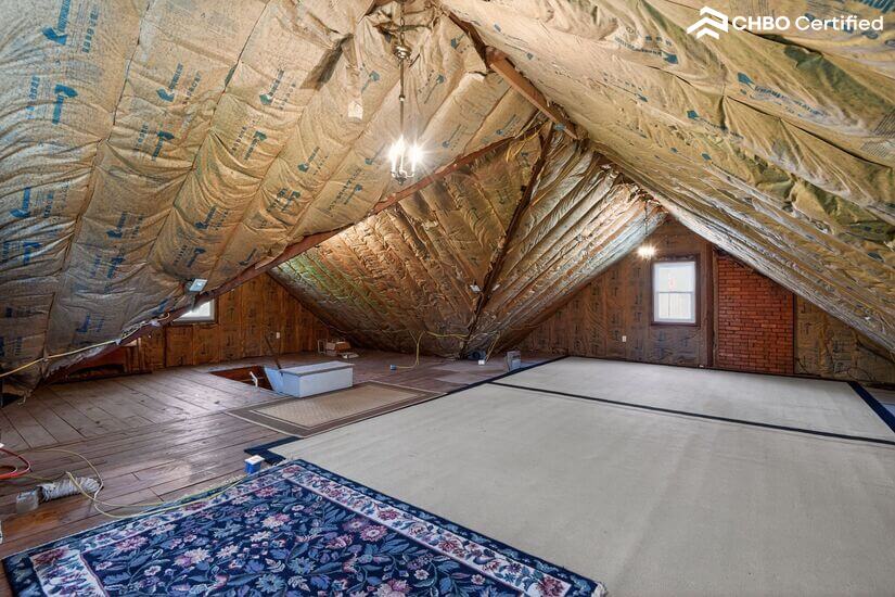 Unfinished attic space offers storage