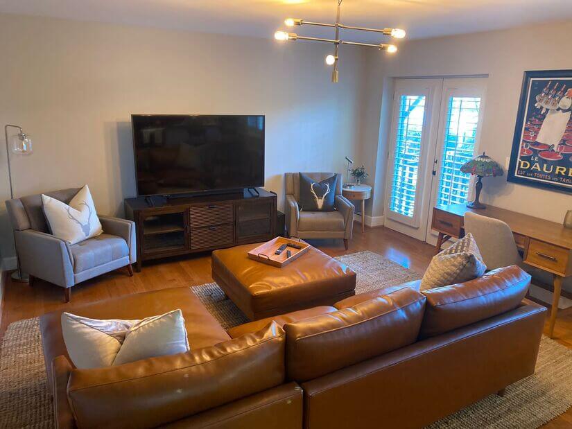 Leather sectional, ample seating