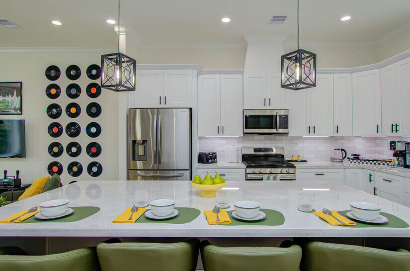 Open space kitchen/dining/livingrooms/games