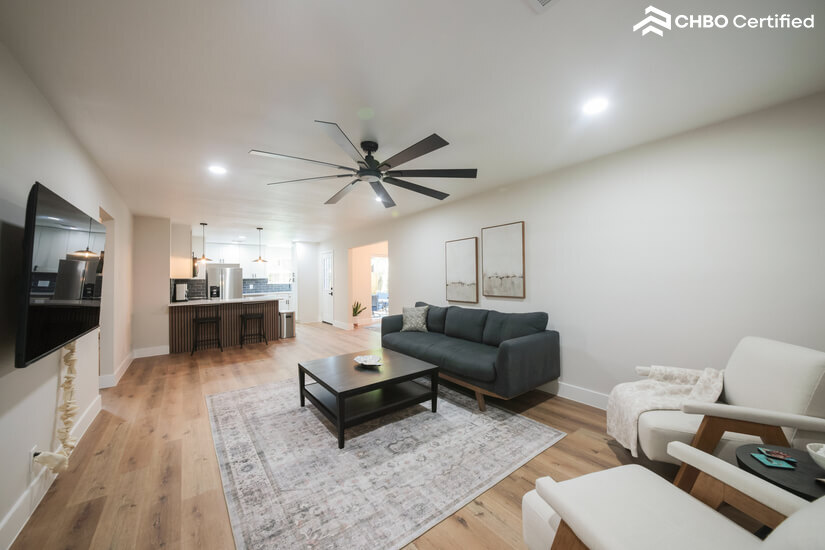 Sophisticated open concept living with updated kitchen