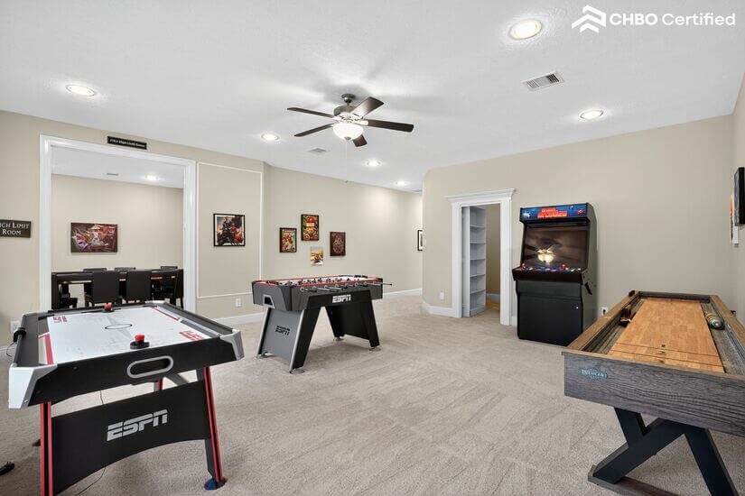 Game room with foosball table, arcade and more
