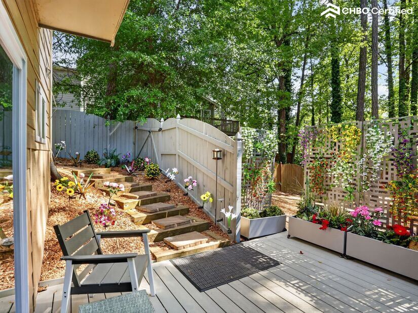 Walkway and planter box patio