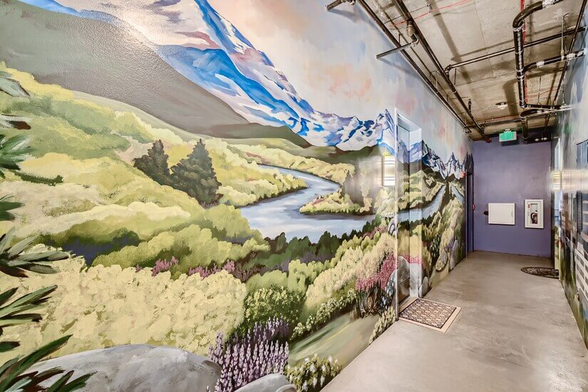 Hand painted mural in common hallway