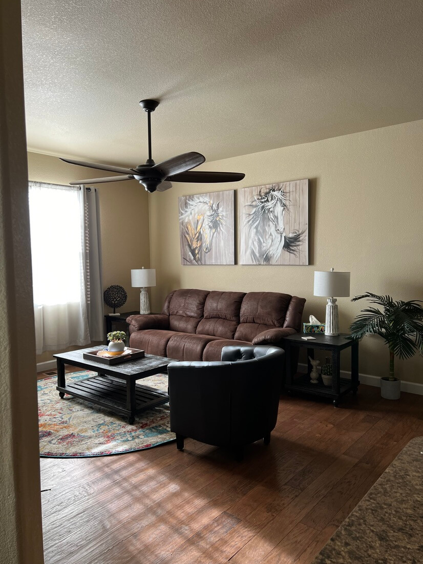 Living room with reclining couch