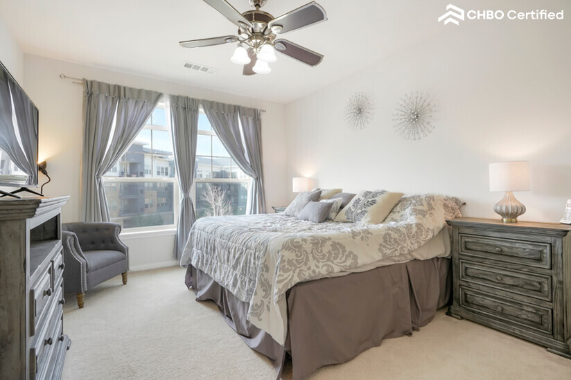 Master bedroom with premium king mattress.